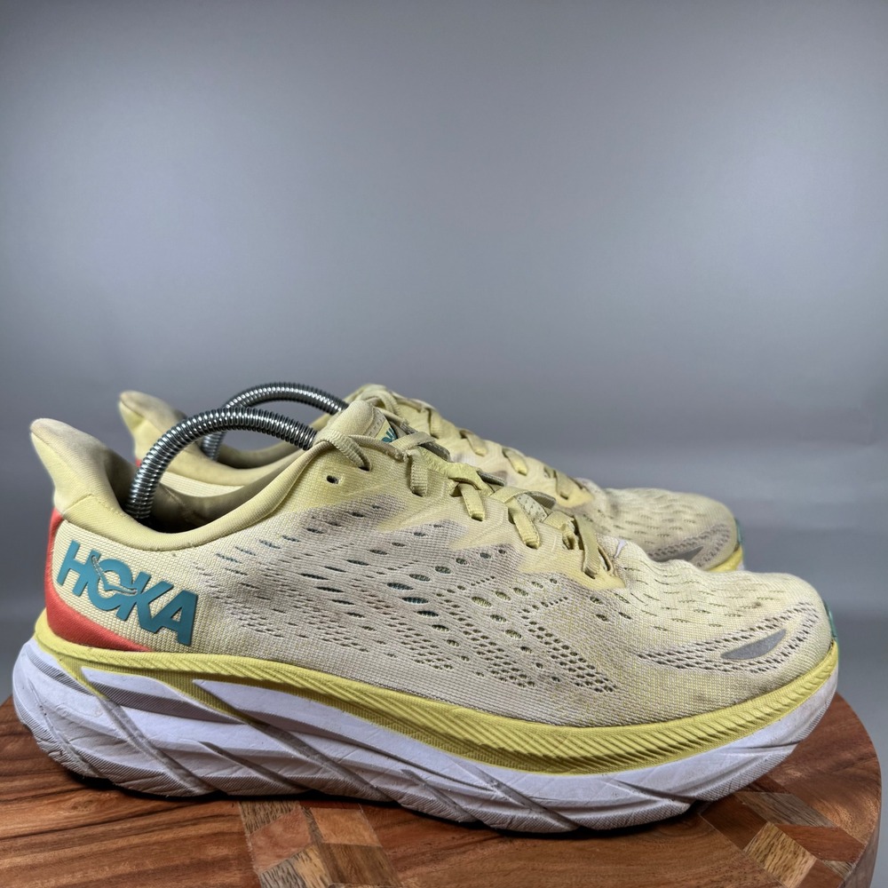 Hoka One One Clifton 8 Yellow Pear Sweet Corn Womens Running Shoes 11B 1119394
